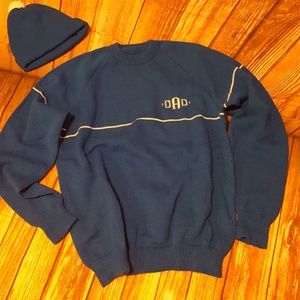 70s DAD crewneck sweater Knit cap oversized unisex  Pride  holiday L